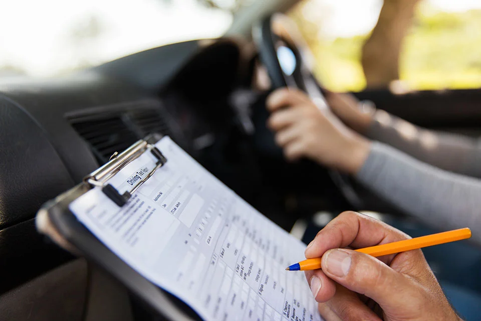 Driving test in progress